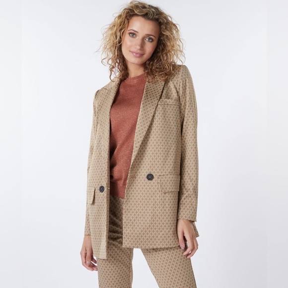 Esqualo Blazer Abstract Print Jacket Women's Size Medium Retro Office - Picture 3 of 9